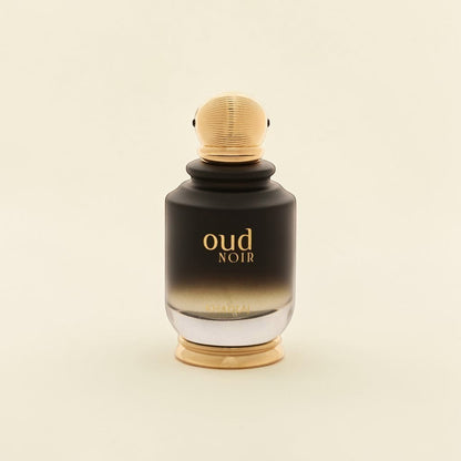 Oud Sera Khadlaj Oud Noir 100ml perfume bottle with a black gradient glass finish and gold cap